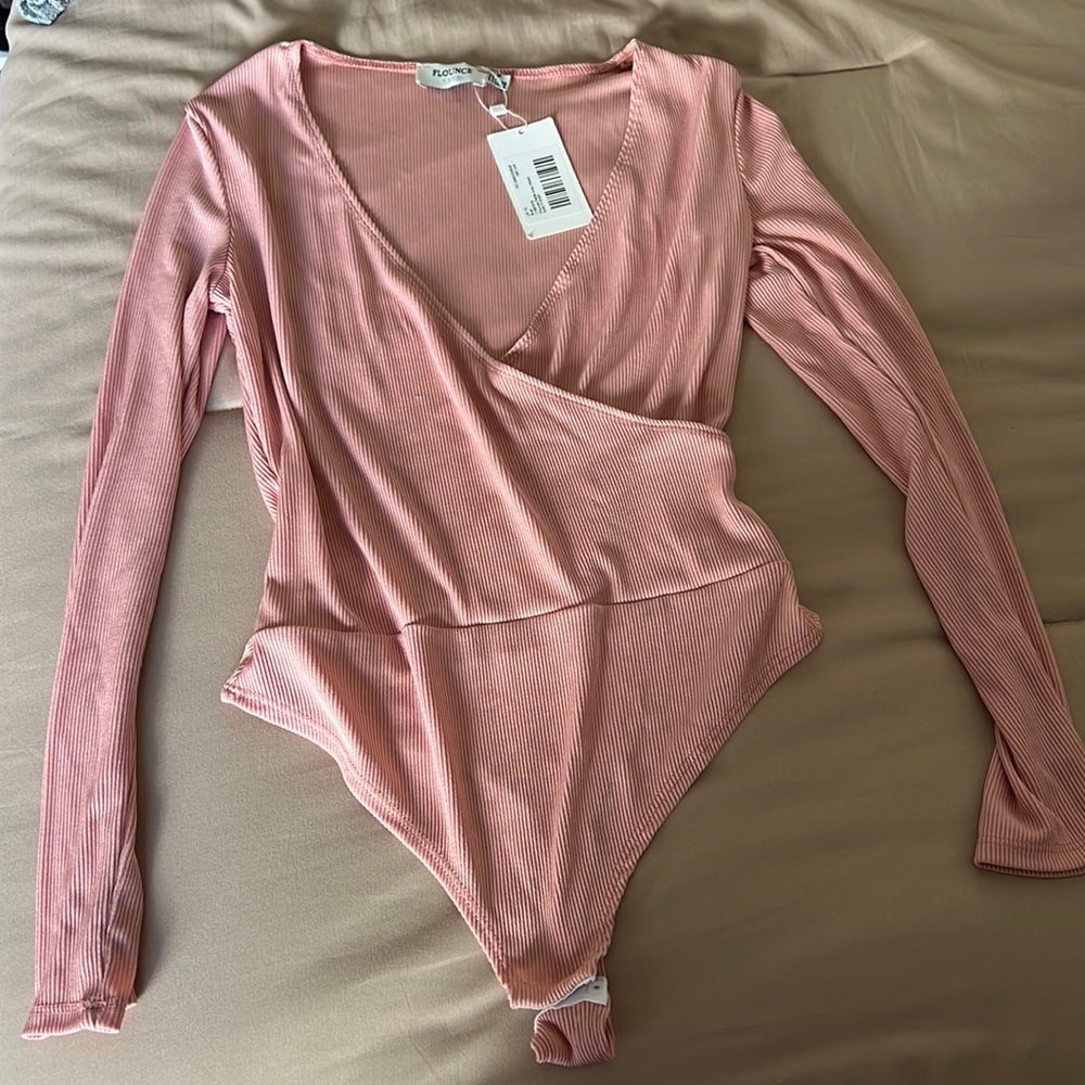 Flounce ASOS Long Sleeve Pink Bodysuit NWT